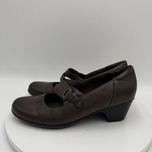 Clarks Womens Ingalls Siene Mary Jane Pump Size 8.5 Brown Block Heel Shoes